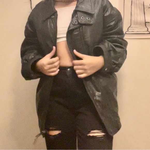 Olimo Oversized Leather Jacket. Unisex. - Picture 6 of 8